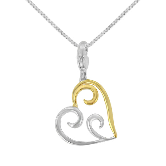 10K Yellow Gold Flashed .925 Sterling Silver Heart-Shaped Pendant Necklace