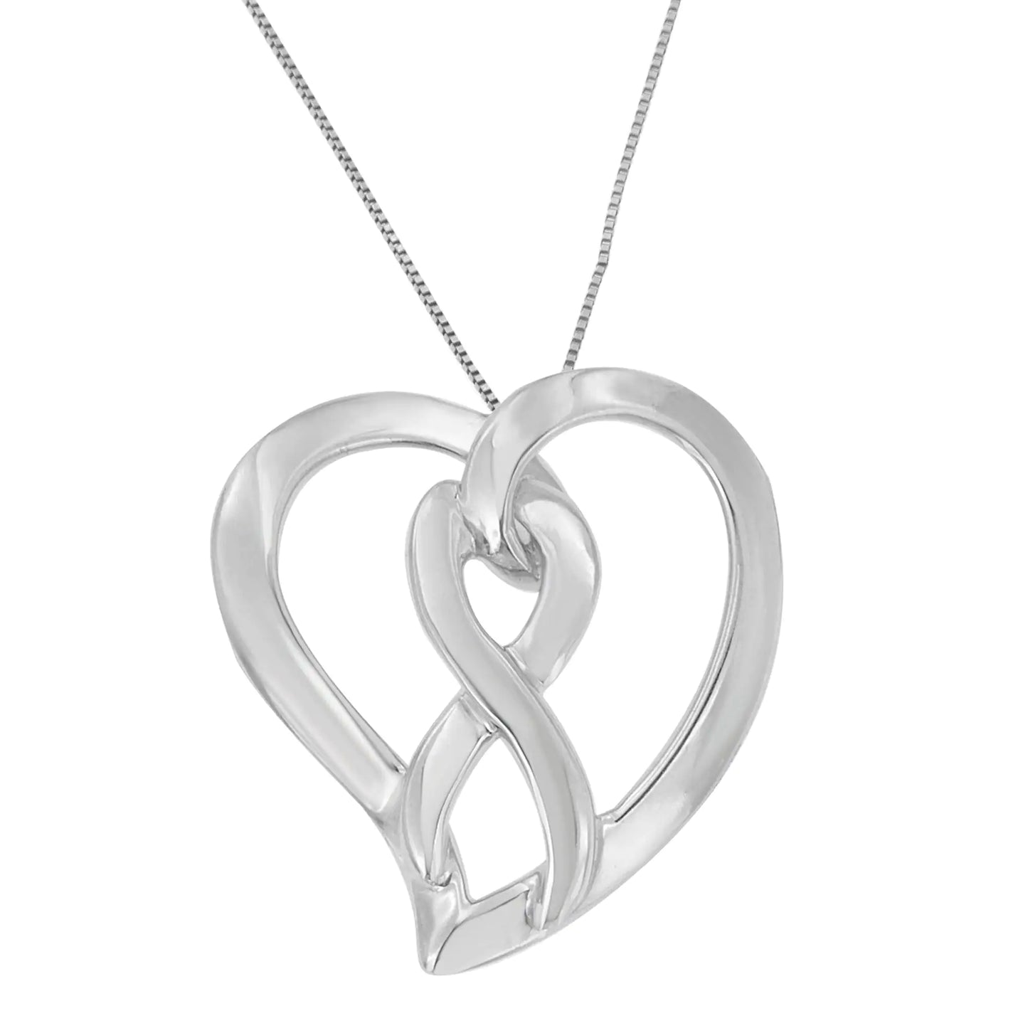 .925 Sterling Silver Heart and Infinity Pendant Necklace