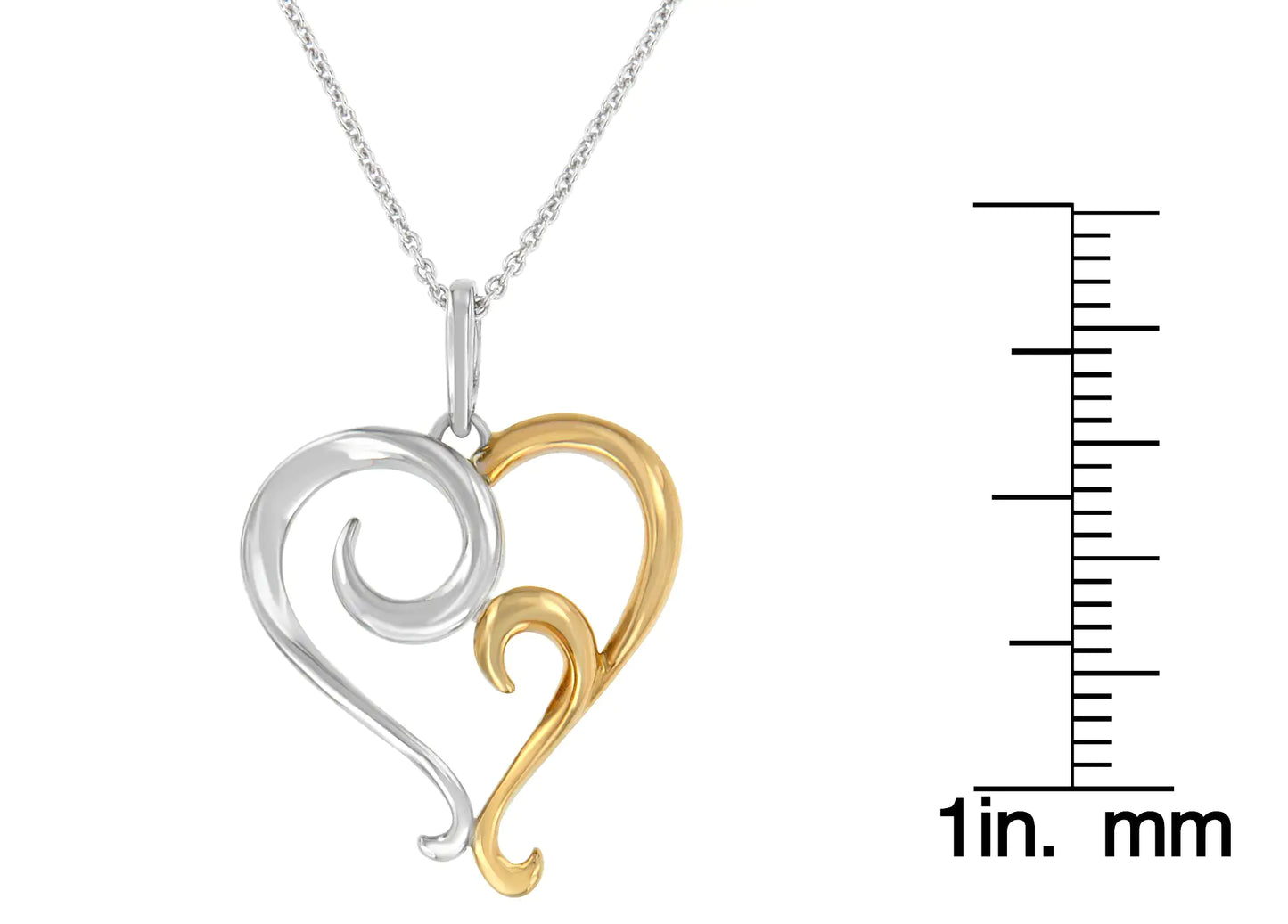 Two-Tone Sterling Silver Heart Shaped Pendant Necklace