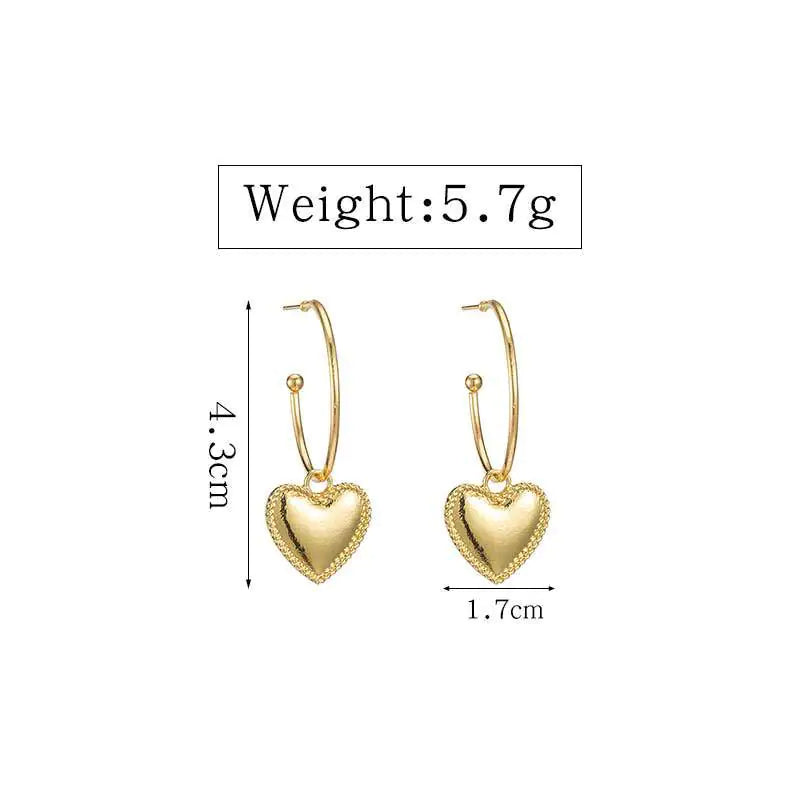 Gold Heart Drop Earrings