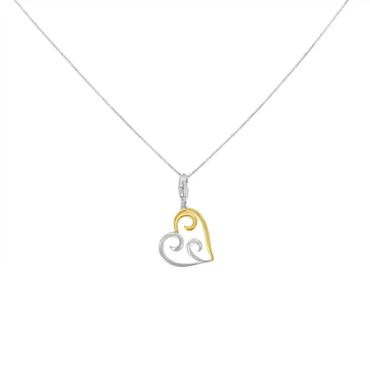 10K Yellow Gold Flashed .925 Sterling Silver Heart-Shaped Pendant Necklace