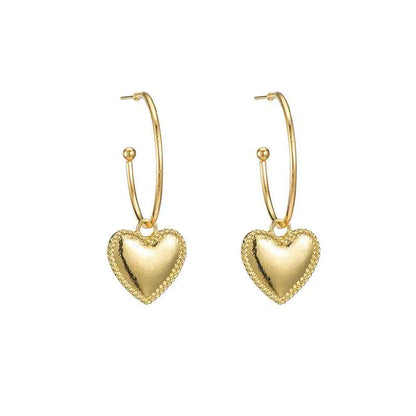 Gold Heart Drop Earrings